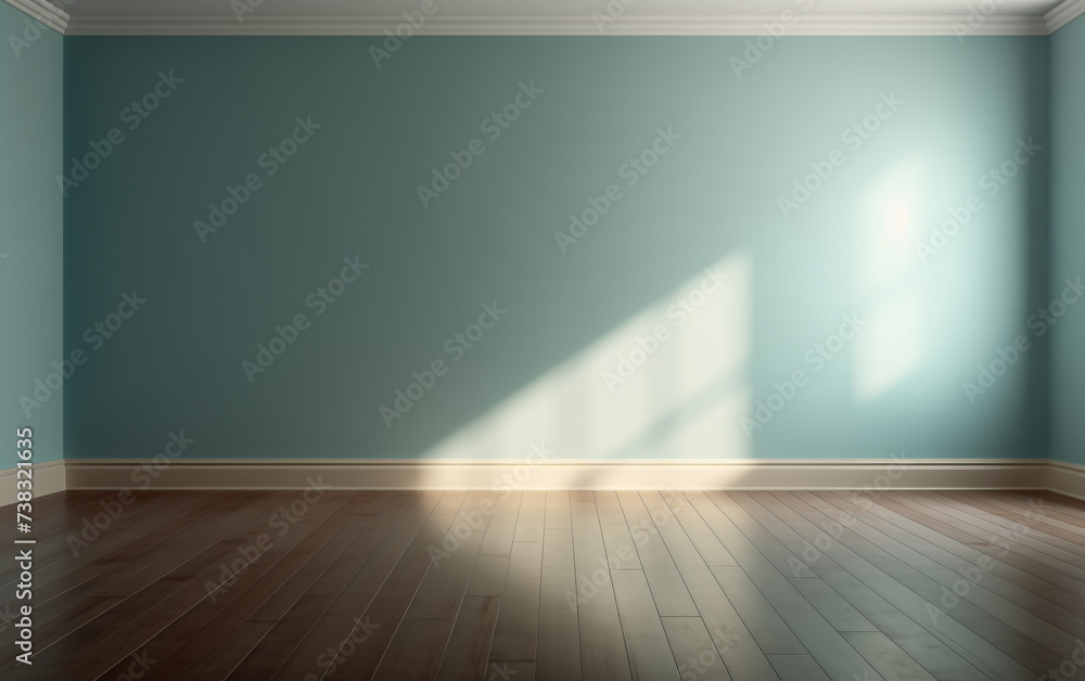 Empty green room with wooden parquet Empty green room with wooden parquet