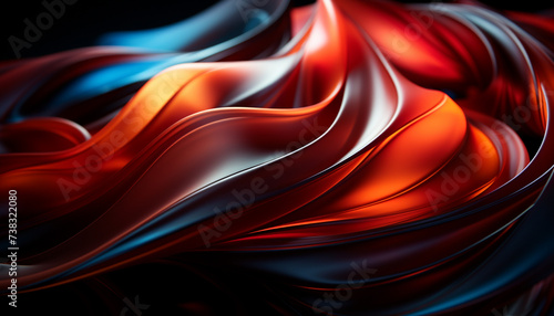 Abstract wave pattern design in vibrant multi colored silk generated by AI