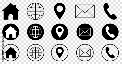 Collection of contact us icons. Symbol for website design, logo, app, UI. Vector illustration isolated on transparent background