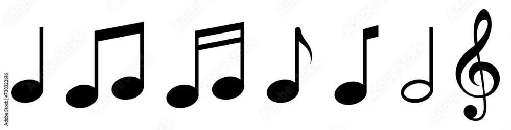 Music notes icons set. Vector illustration Music notes icons set. Vector illustration