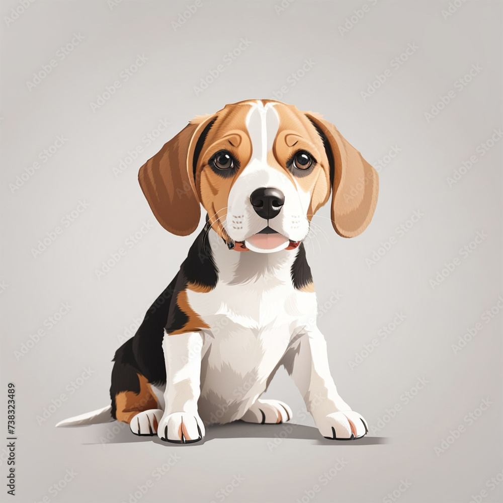 exuberant beagle dog illustration