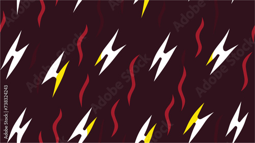 Vector illustration. Abstract background with colorful arrow pattern. Seamless pattern with bright lightning on a dark background. Vector abstract modern pattern with lightning bolts.
