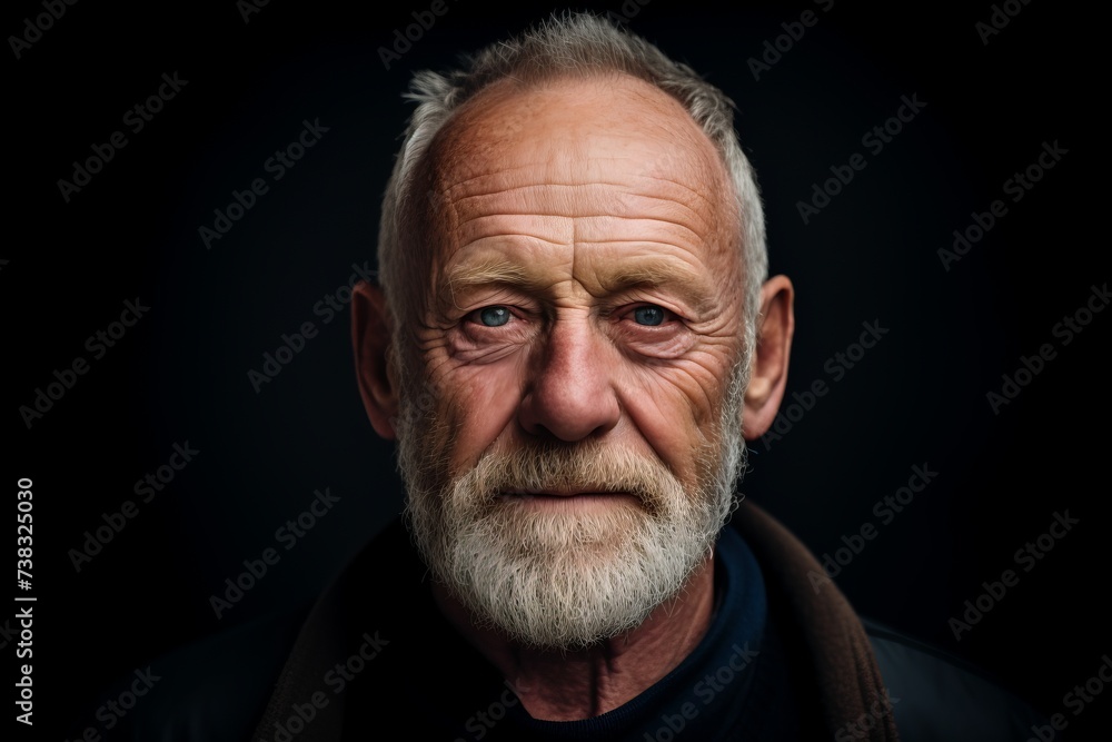 Portrait of an old man with a beard on a black background. Portrait of an old man with a beard on a black background.