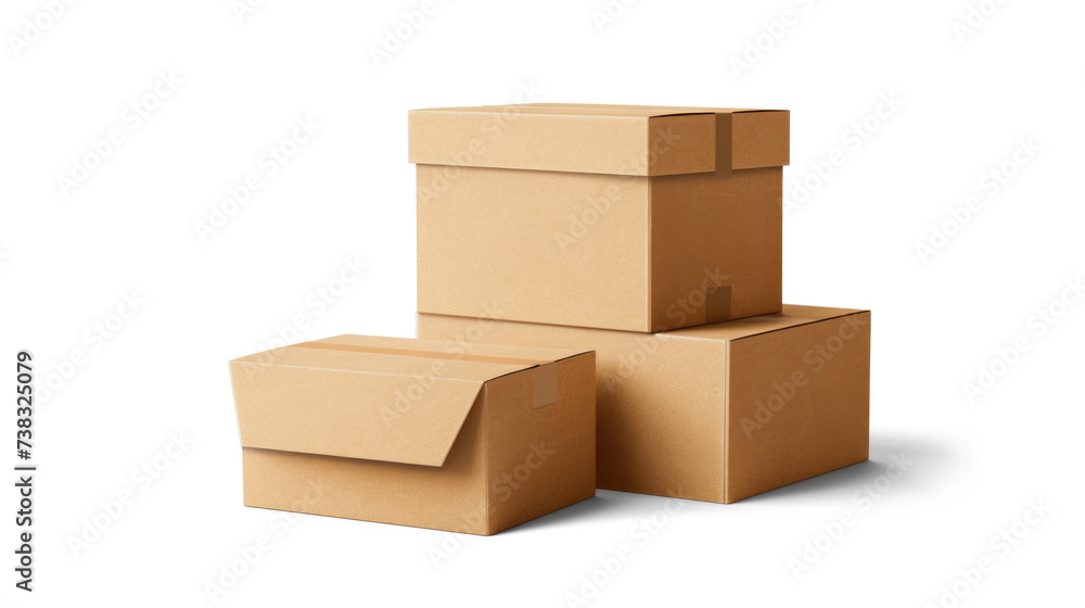 Three cardboard boxes stacked on top of each other. Versatile image suitable for various applications Three cardboard boxes stacked on top of each other. Versatile image suitable for various applications