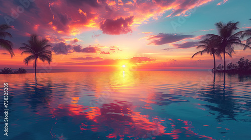 Tropical sunset wallpaper