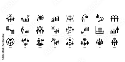 Population icons set. Set of editable stroke icons.Vector set of Population photo