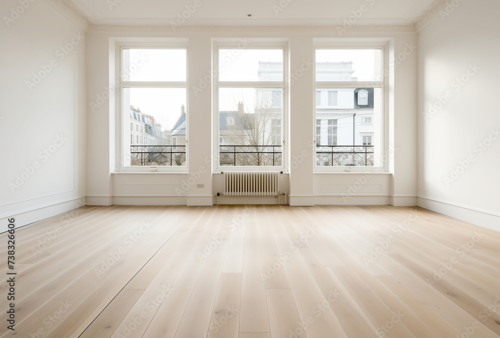 A large empty spacious bright white loft room A large empty spacious bright white loft room