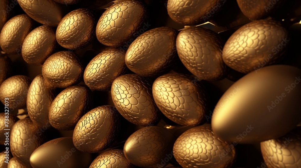 Embossed golden eggs background