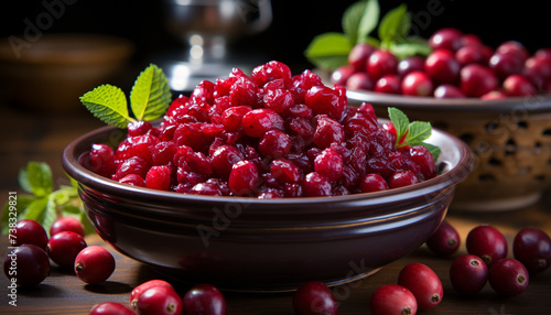 Freshness of summer berries on rustic wooden table generated by AI © Jemastock