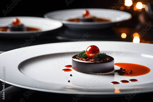 Fototapeta Naklejka Na Ścianę i Meble -  unusual molecular gastronomy dish on a white plate