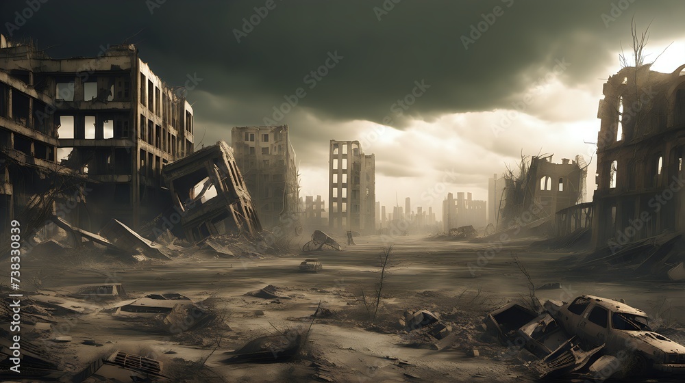 Apocalyptic Wasteland With Ruins
