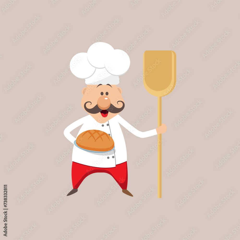 Cartoon Drawing Of A Baker, vector