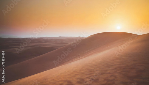 Dunes in desert landscape with sunset