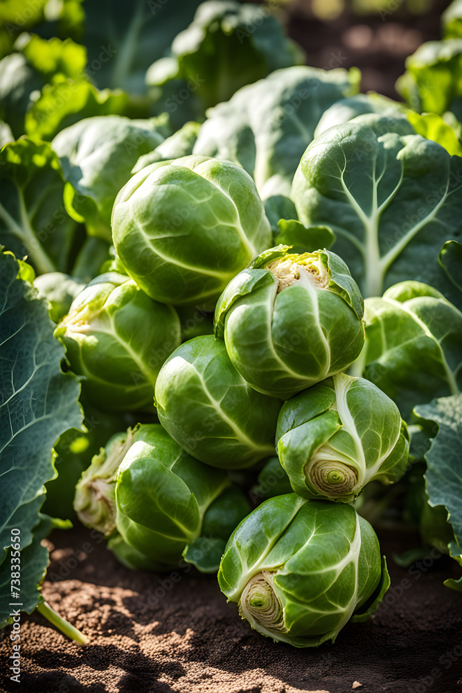 Brussels sprouts harvest in the garden Brussels sprouts harvest in the garden