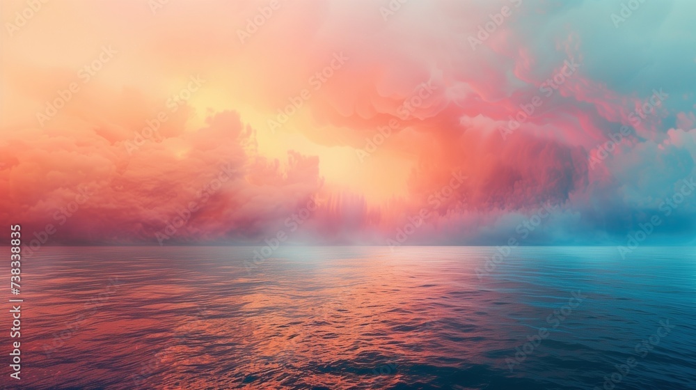 Desktop background with ocean and clouds, AI-generative