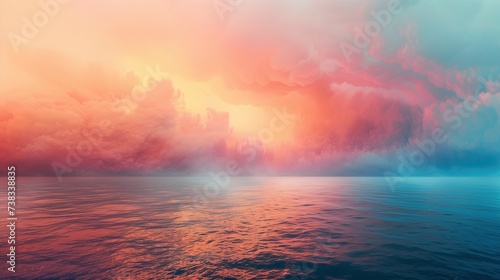 Desktop background with ocean and clouds, AI-generative