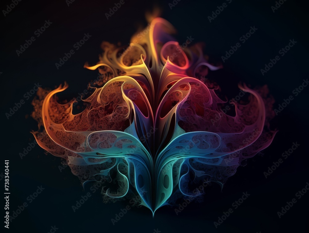 Obraz premium Floral abstract pattern with fiery and cool color contrasts