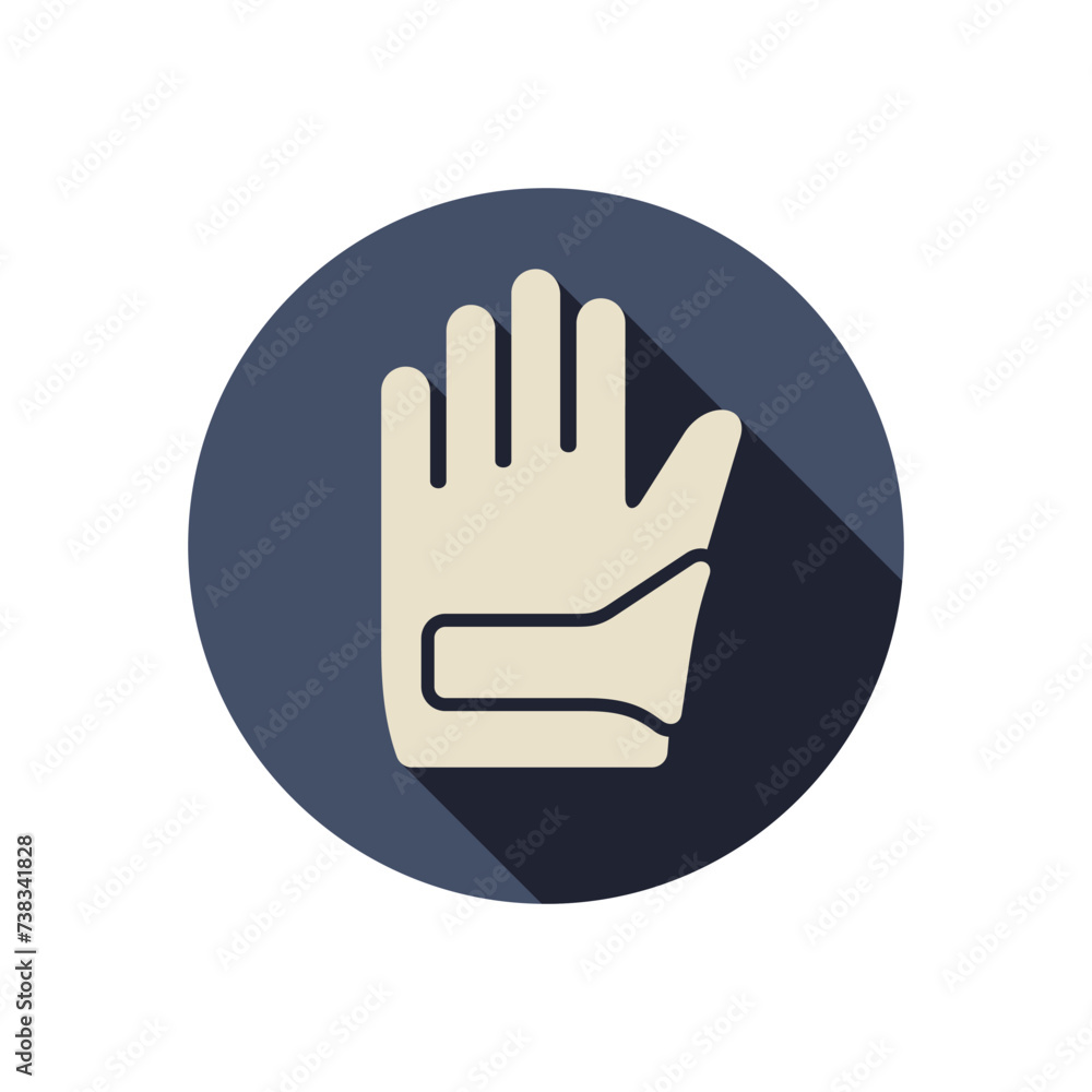Military protection glove flat style vector icon. Army equipment.