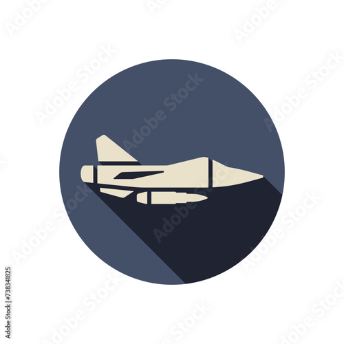 Fighter aircraft flat style vector icon. War plane illustration.