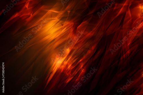 Rayons rouges orangés sur fond noir, motif irradiant, feu, magma, flamme, ressource graphique avec espace négatif pour texte, copyspace photo