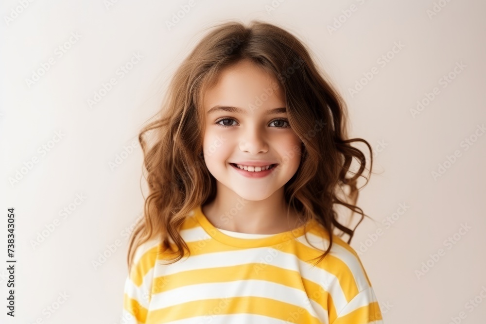 Portrait of a smiling little girl in a striped T-shirt Portrait of a smiling little girl in a striped T-shirt