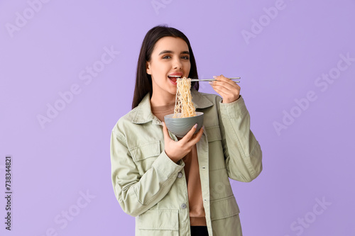 Pretty woman with bowl of t...