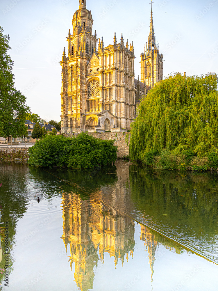 Notre-Dame d'Evreux cathedral reflections in Normandy