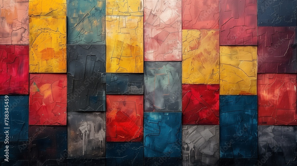 Abstract desktop background with colorful blocks, AI-generative Abstract desktop background with colorful blocks, AI-generative