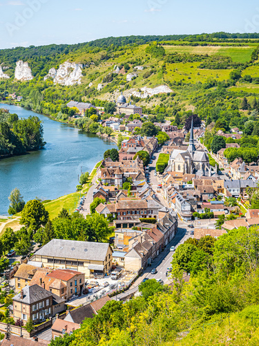 Tableau sur toile Les Andelys town along the Seine river in Normandy