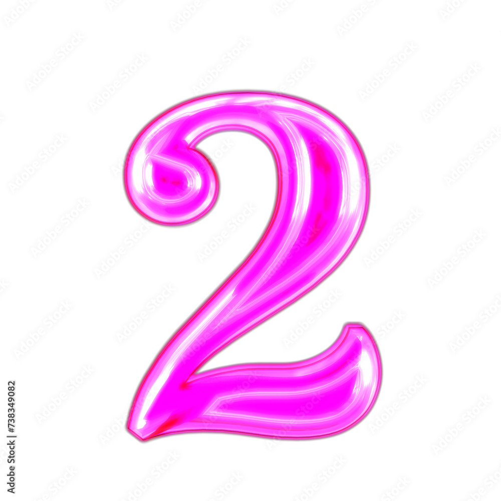 Neon purple character. number 2 Neon purple character. number 2