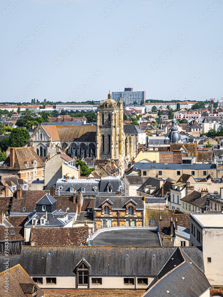 Roofs and church in Dreux city