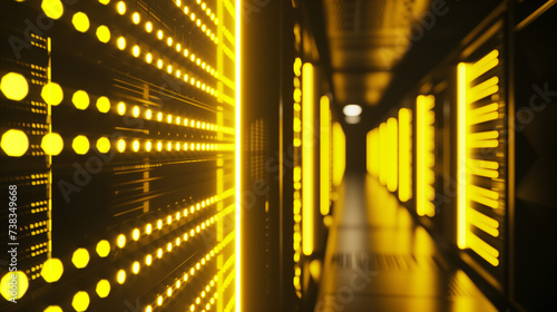 Data servers. Cloud data storages in yellow. AI generated