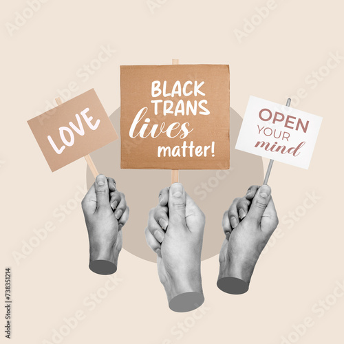 Black, trans, lives, matter, hand with sign, march, seeking rights, demonstration, group of people, signs, love, open your mind, equal rights, during demonstration, LGTBIQ Pride Event, Pride photo