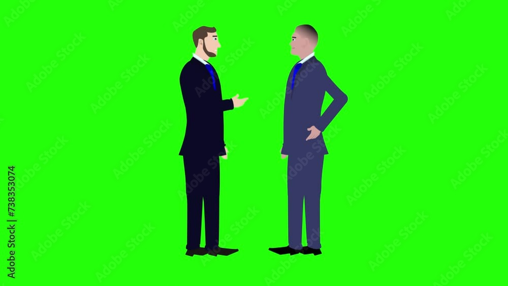 Animation of two business man character talking each other on green screen chroma key Animation of two business man character talking each other on green screen chroma key