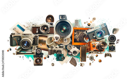 Icons Uniting in Photography Collage Isolated on Transparent Background.