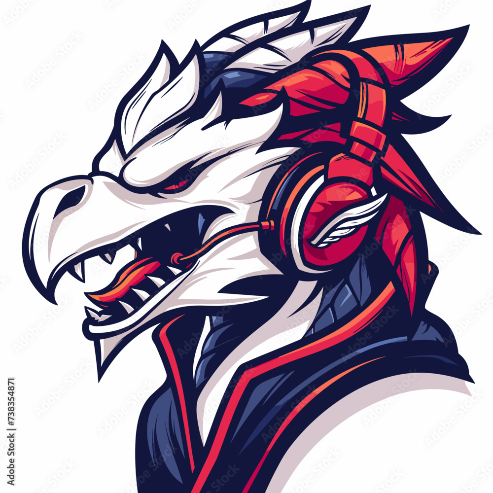 Obraz premium Dragon esport vector logotype, icon, dinosaur, logo, sticker, symbol, emblem