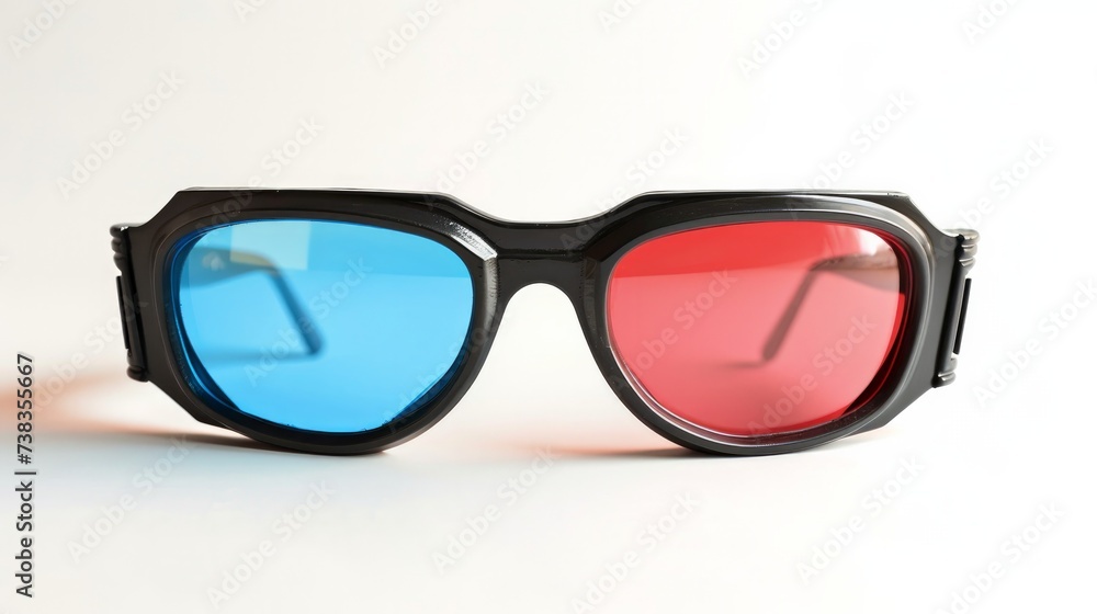 Side view depiction of 3D glasses isolated on a white background Side view depiction of 3D glasses isolated on a white background