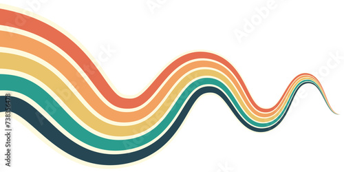Abstract background of rainbow groovy Wavy Line design in 1970s Hippie Retro style. Vector pattern ready to use for cloth, textile, wrap and other. © Tetiana Komarytska
