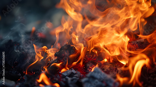 Intense Flames and Embers Close Up Dynamic Fire Texture Background