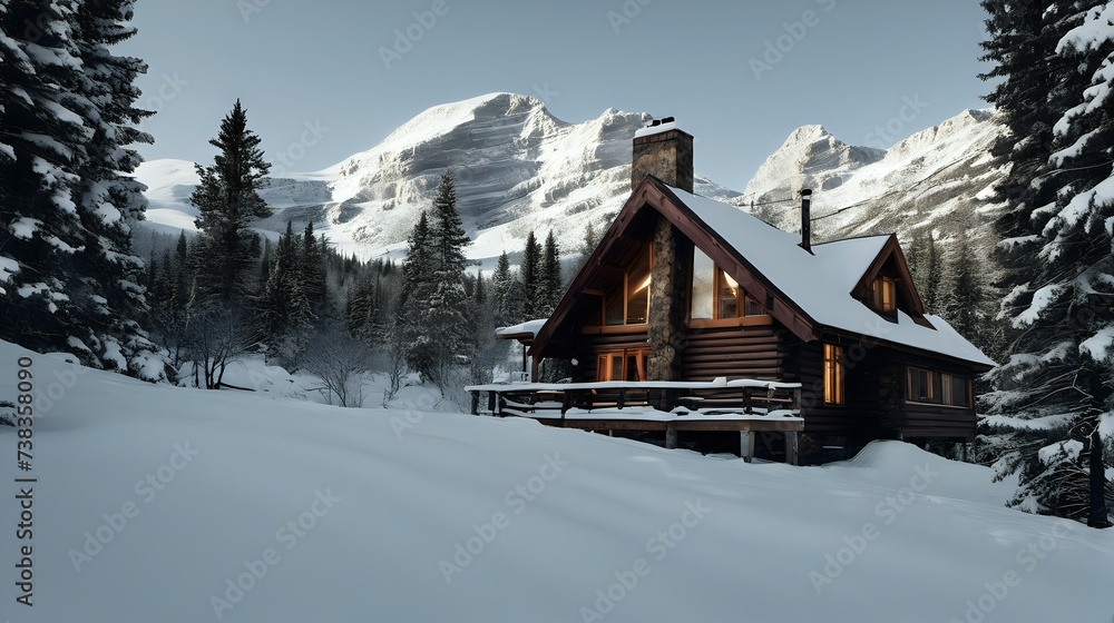 Mountain Cabin In A Snowy Wilderness Mountain Cabin In A Snowy Wilderness