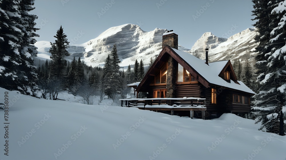  Mountain Cabin In A Snowy Wilderness