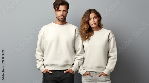 a blank sweatshirt worn by a male model, showcasing the versatility and style of the garment against a neutral background.