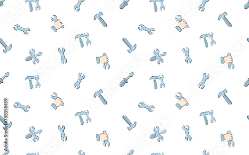 tools. mechanic. work. to fix. metal. broken. seamless pattern. the pattern. the icon. Doodle. vector. black lines. on a white background.