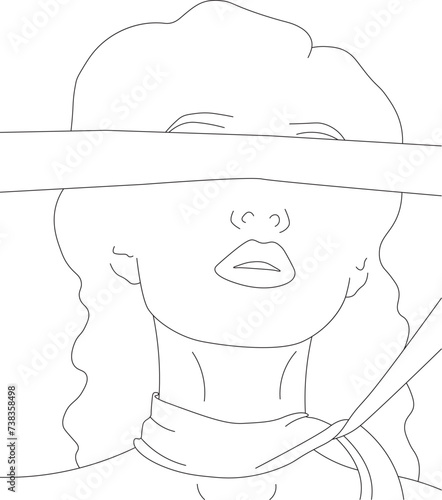 young blindfolded girl with naked neck