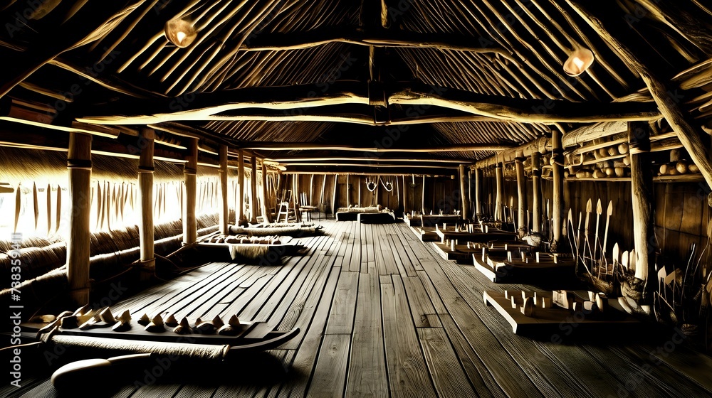 Fototapeta premium Viking Longhouse Interior
