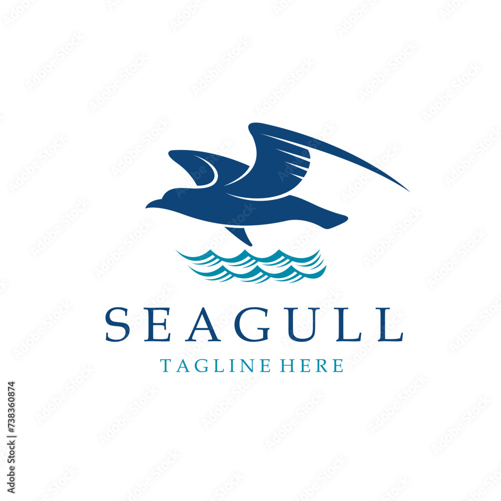 icon of sea waves with seagulls isolated on white background icon of sea waves with seagulls isolated on white background