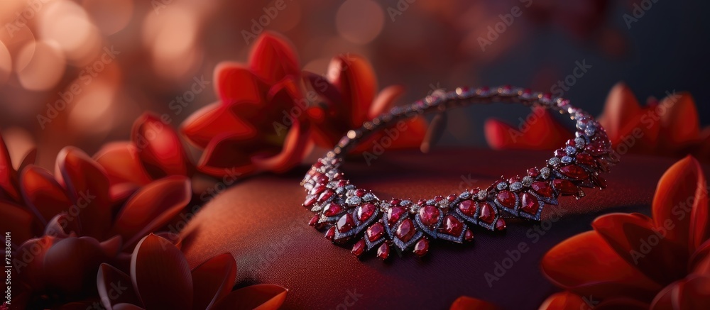 Advertisement photography of women's necklace product.