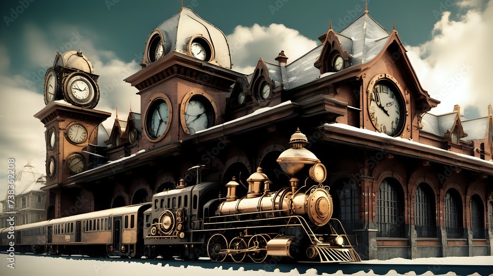 Time-traveling Steampunk Train Station