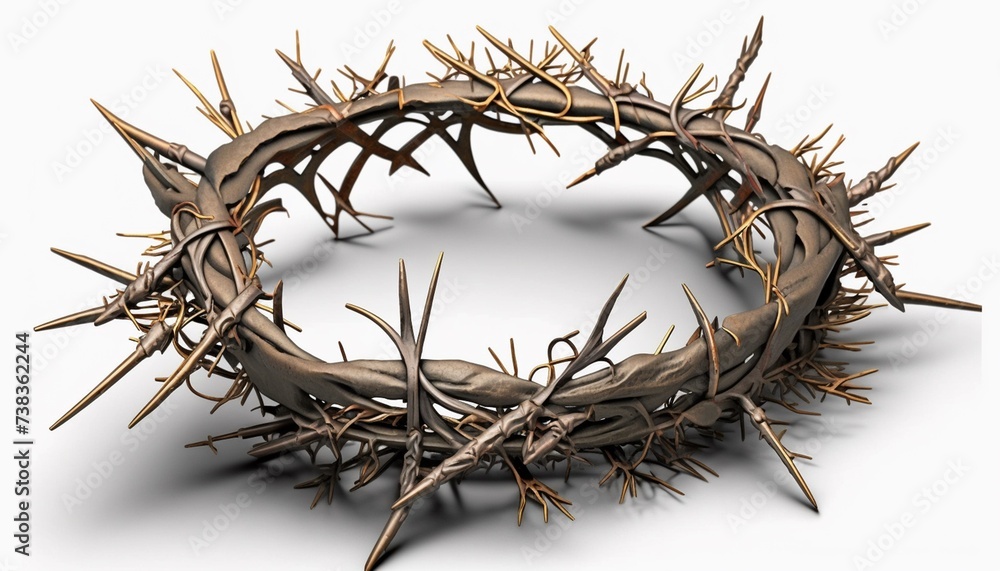 Fototapeta premium Crown of thorns. Christian symbol. Isolated on white background
