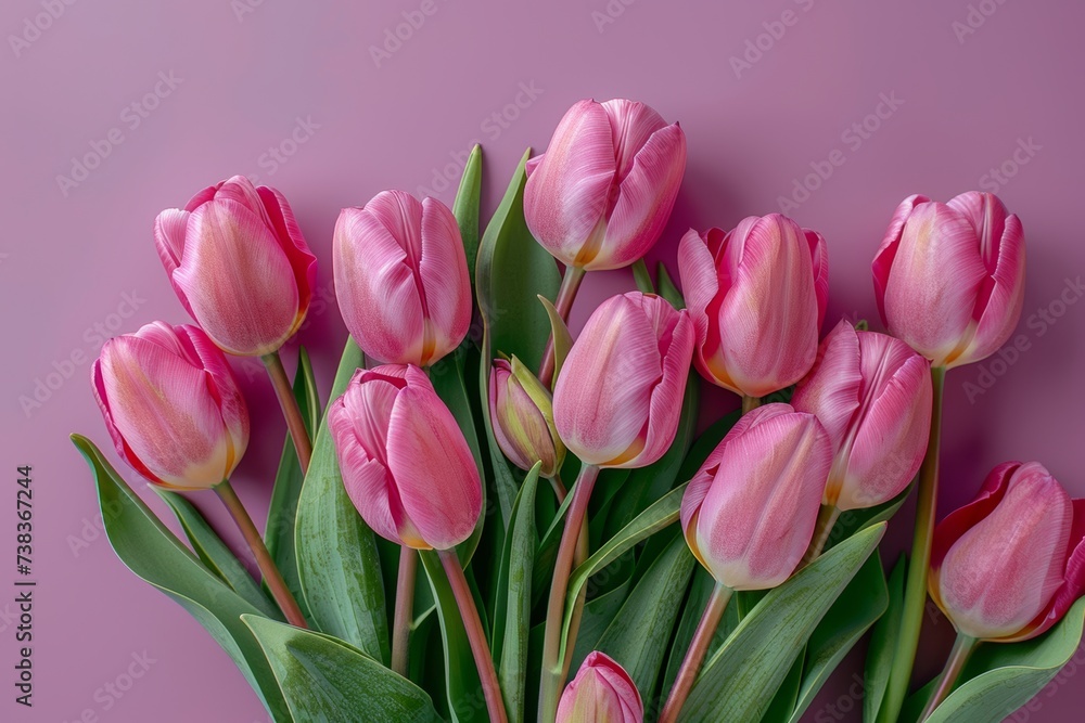 Beautiful bouquet of pink tulips flowers, an abstract background Beautiful bouquet of pink tulips flowers, an abstract background